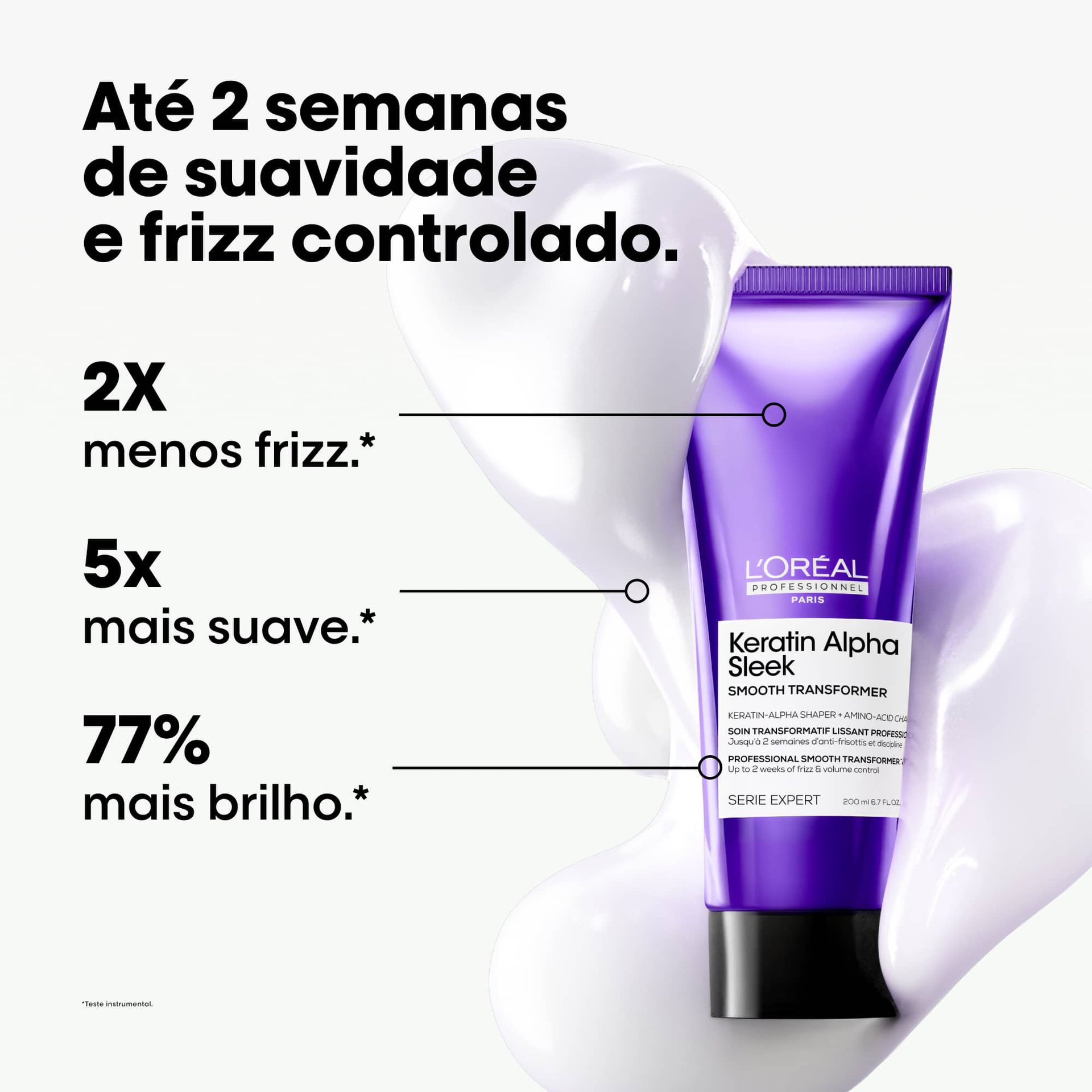 Tratamento profissional antifrizz Smooth Transformer para todos os tipos de cabelo.