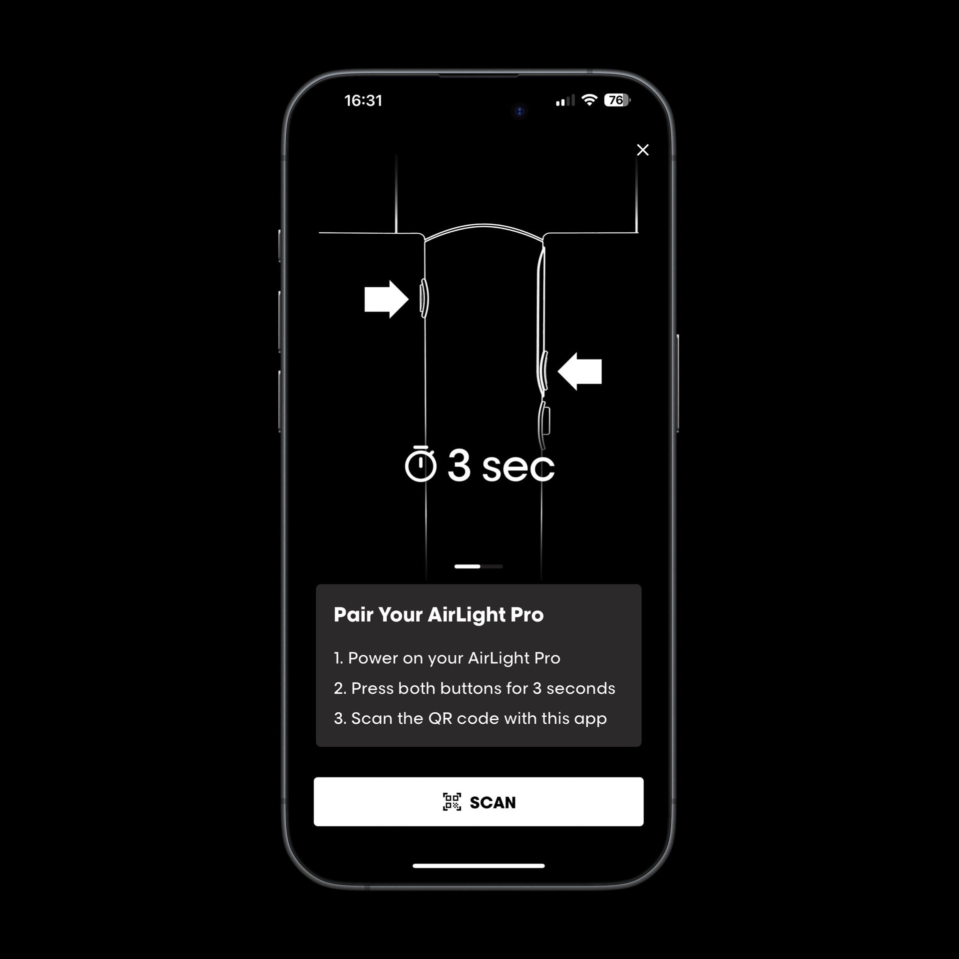 Emparelhe o seu AirLight Pro com a aplicação Bluetooth.