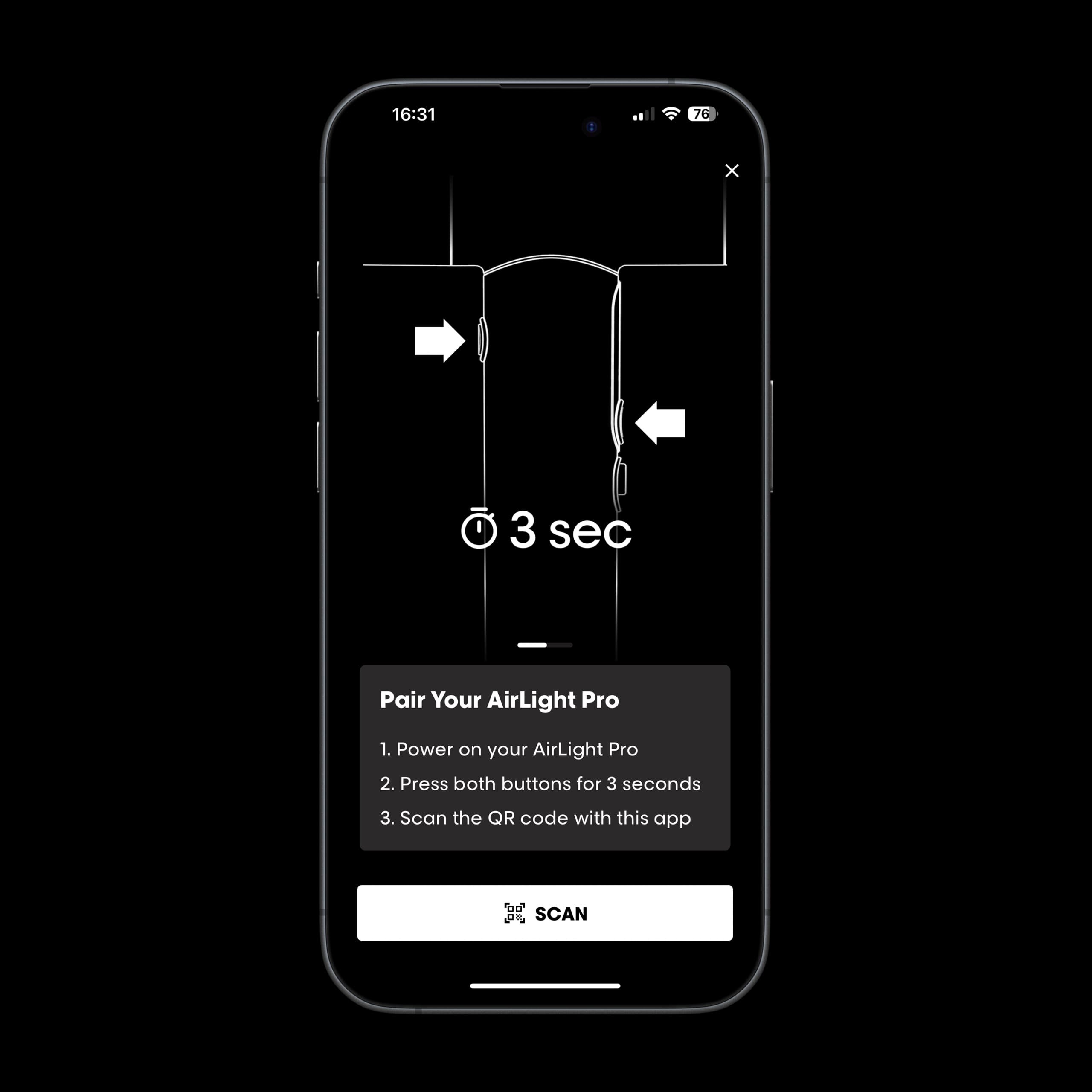 Emparelhe o seu AirLight Pro com a aplicação Bluetooth.
