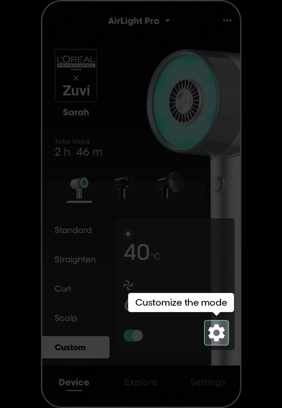 Personalizar definições