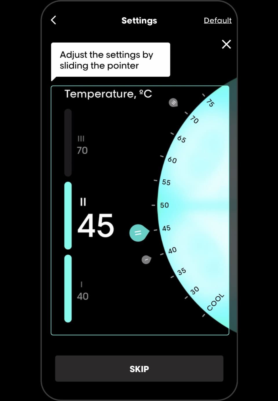 Personalize o seu nível de calor