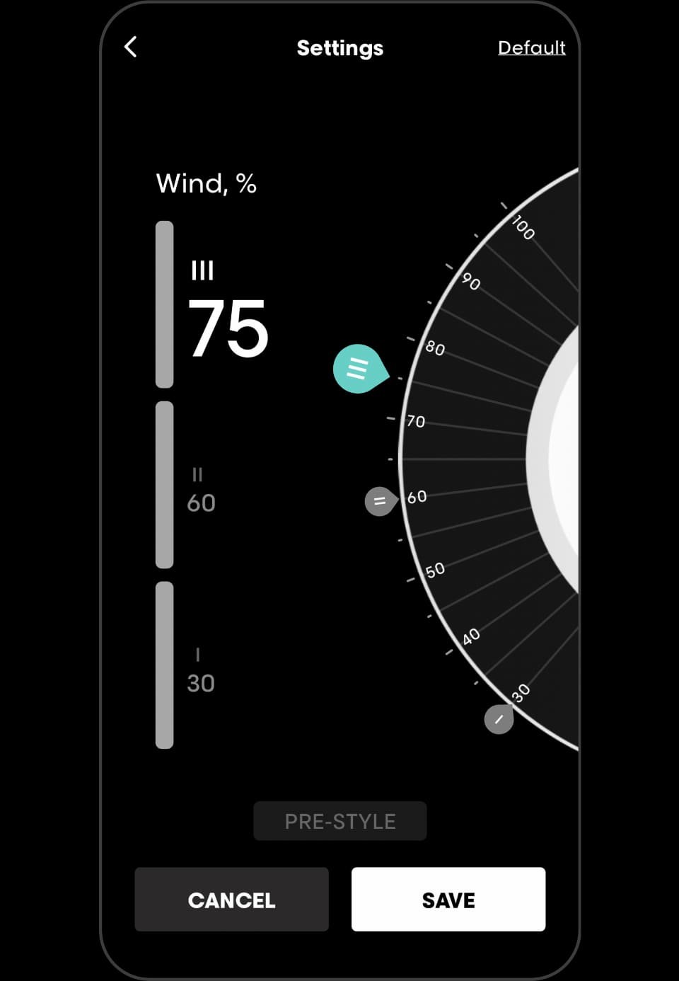 Personalize o seu nível de ar