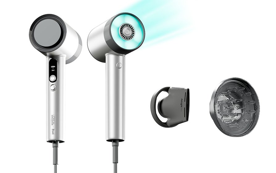 O AirLight Pro, com as suas ferramentas específicas, foi concebido para garantir uma secagem natural, reduzindo os danos causados pelo calor e protegendo o cabelo durante a modelação.