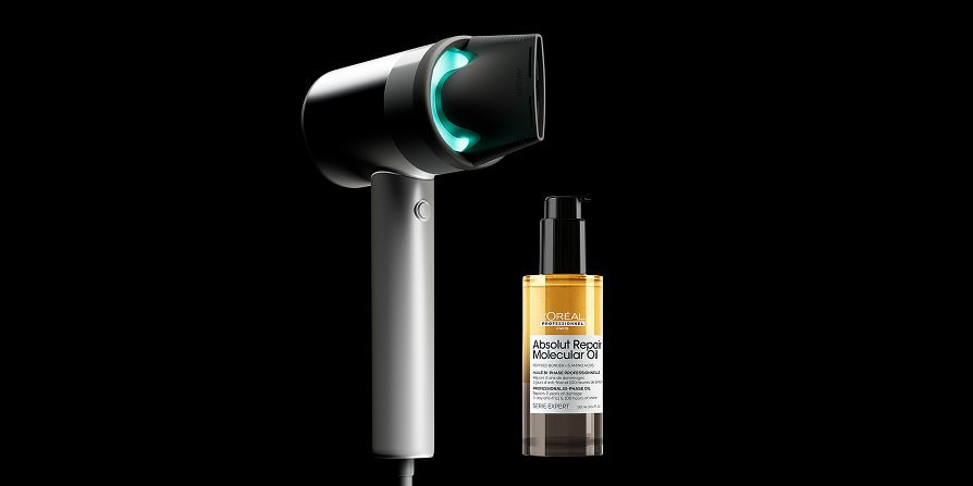 Combinação perfeita para estilizar cabelos secos e danificados: AirLight Pro para controlo de temperatura e óleo bifásico Absolut Repair Molecular para prevenir danos causados pelo calor.