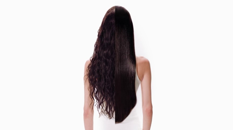 Imagem da embalagem do L’Oréal Alpha Sleek Smooth Keratin Transformer, destacando a importância da seleção de ingredientes em tratamentos capilares eficazes com queratina.