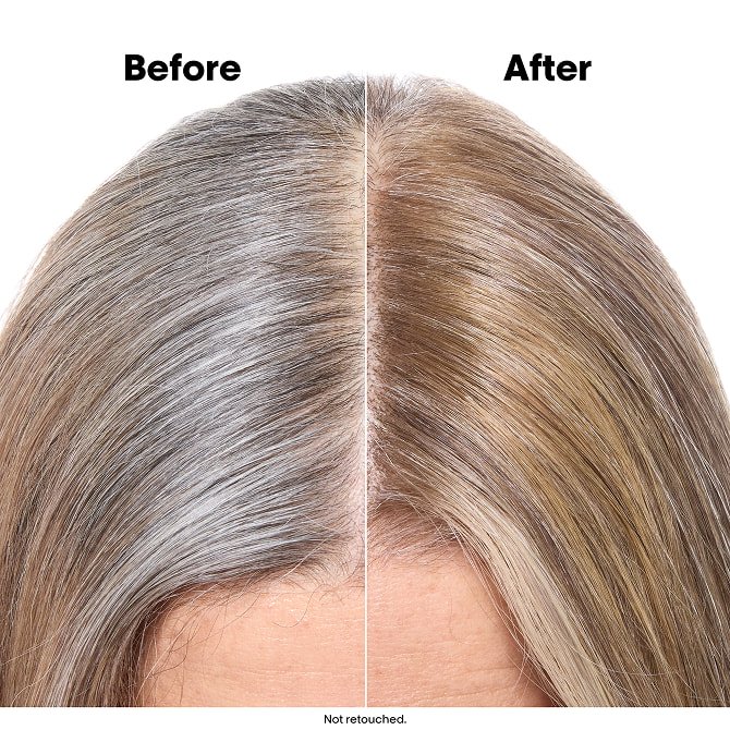 Mulher com balayage para cabelos grisalhos